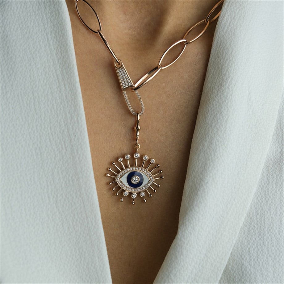 0.65 Ct Pırlanta Evil-Eye Kolye Ucu