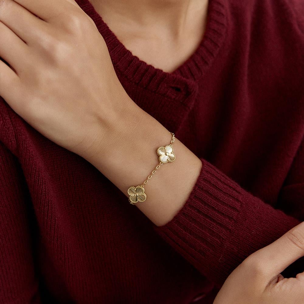 18 Ayar Altın Beşli Yonca Bileklik - Image 2