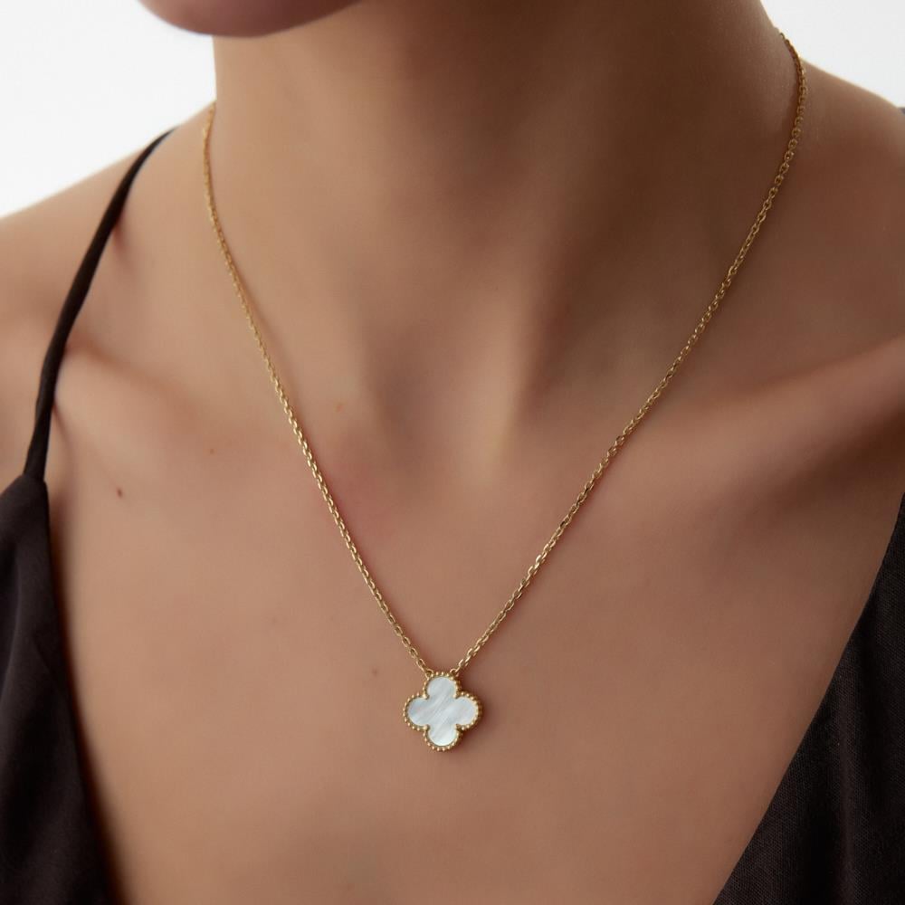 18 Ayar Altın Sedef Yonca Kolye - Image 2