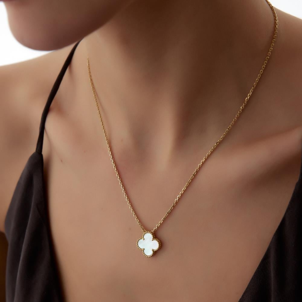 18 Ayar Altın Sedef Yonca Kolye - Image 2