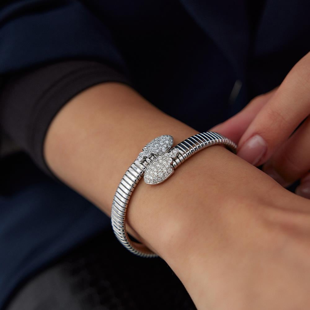 18 Ayar Beyaz Altın Tasarım Pırlanta Kelepçe Bileklik - Image 2