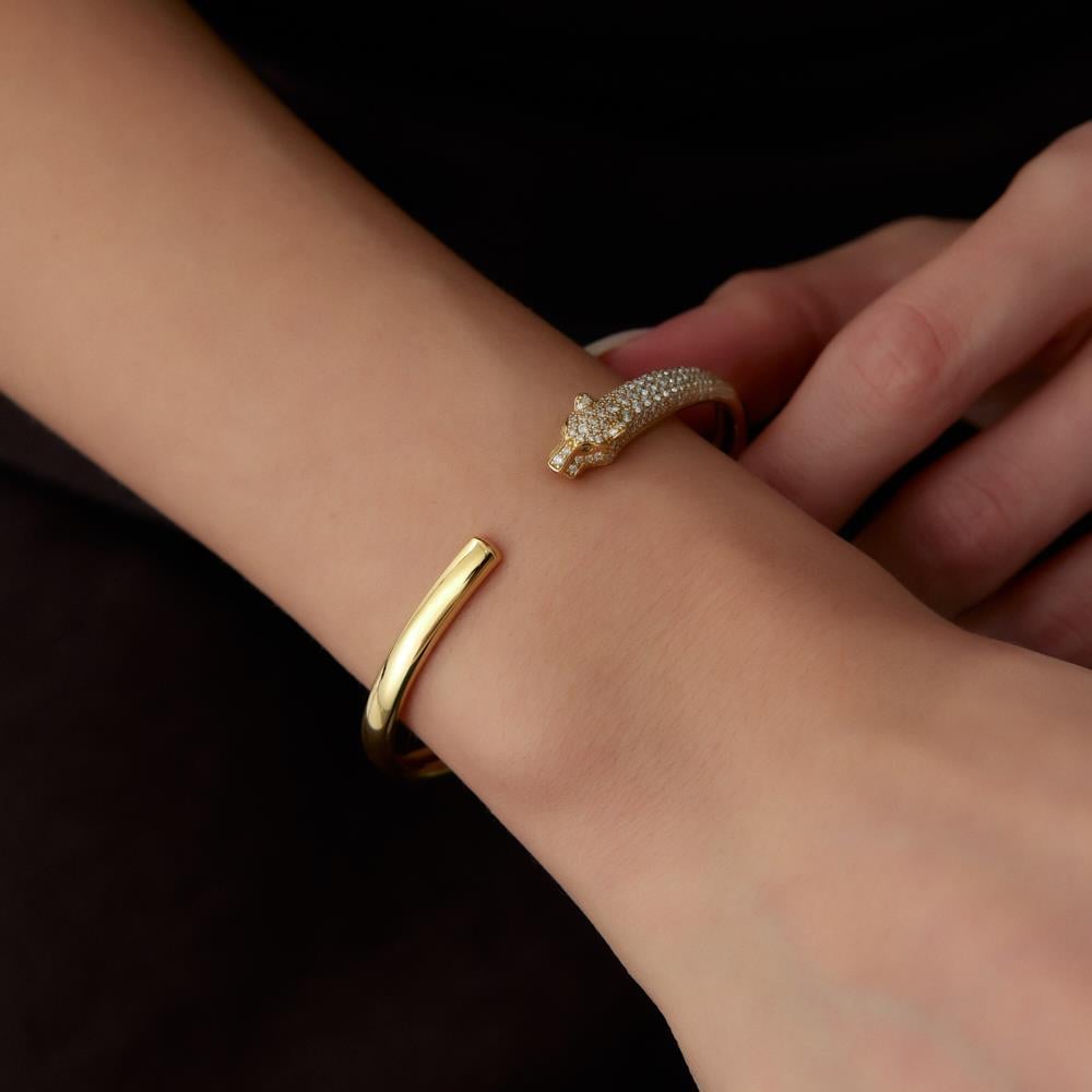 18 Ayar Panter Tasarım Pırlanta Kelepçe - Image 2