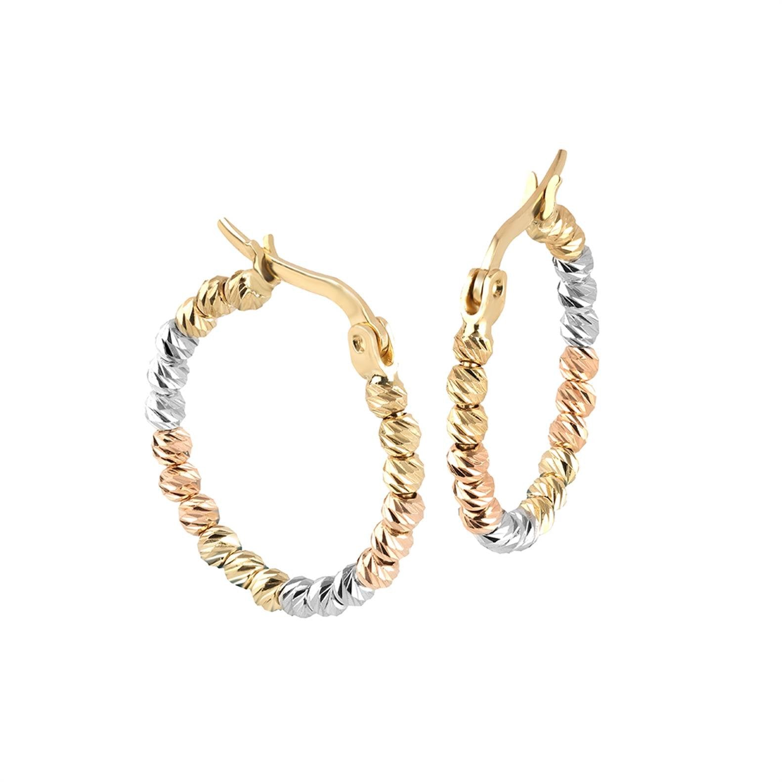 3 Renk Altın Dorika Halka Küpe - Image 2