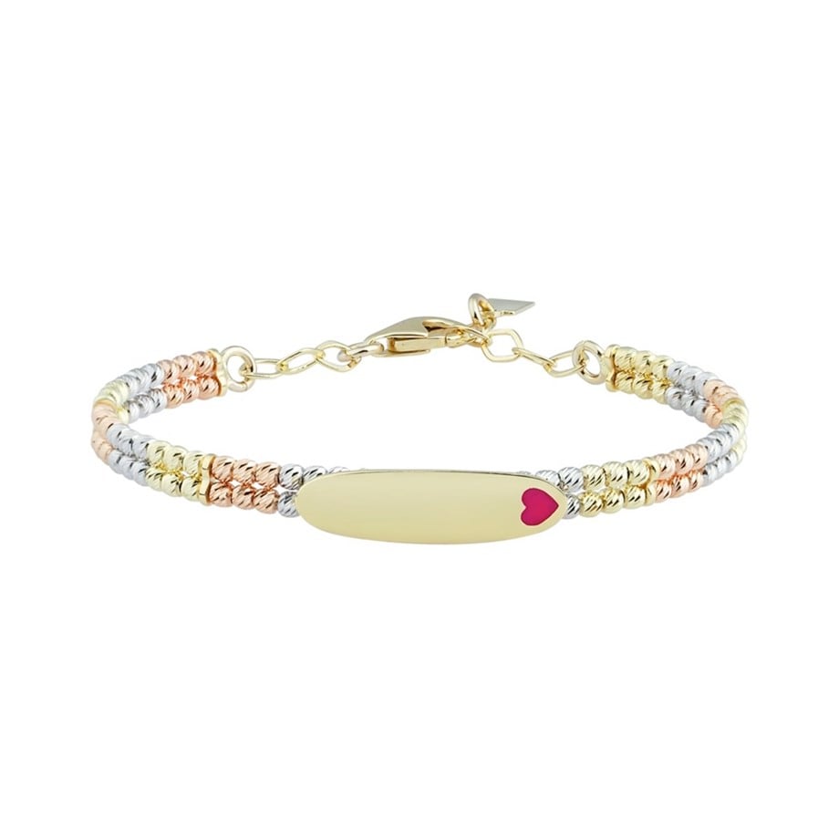 3 Renk Altın Dorika Kalp Figürlü Çocuk Künye Bilezik - Image 1
