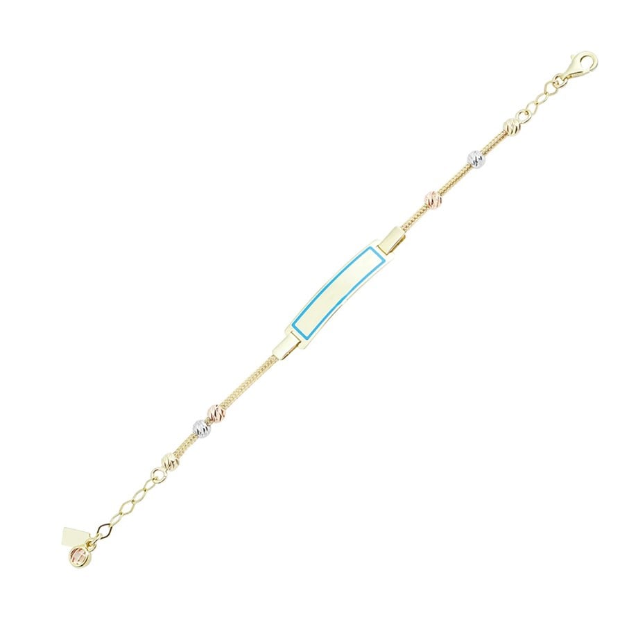 3 Renk Altın Dorika Mavi Çerçeve Çocuk Künye - Image 1