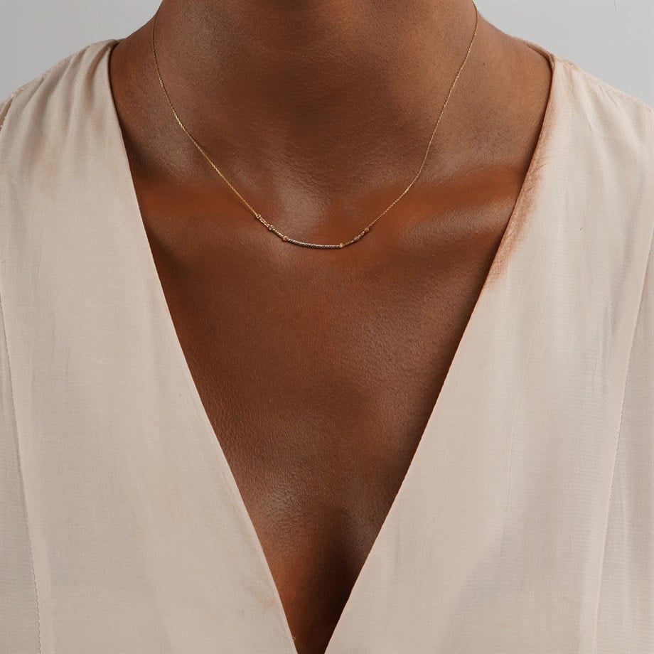 3 Renk Altın Dorika Minimal Kolye - Image 2