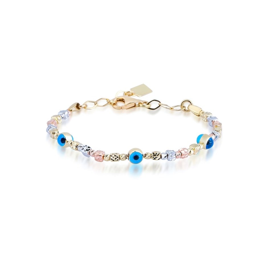 3 Renk Altın Dorika Nazar Boncuklu Çocuk Bileklik - Image 1