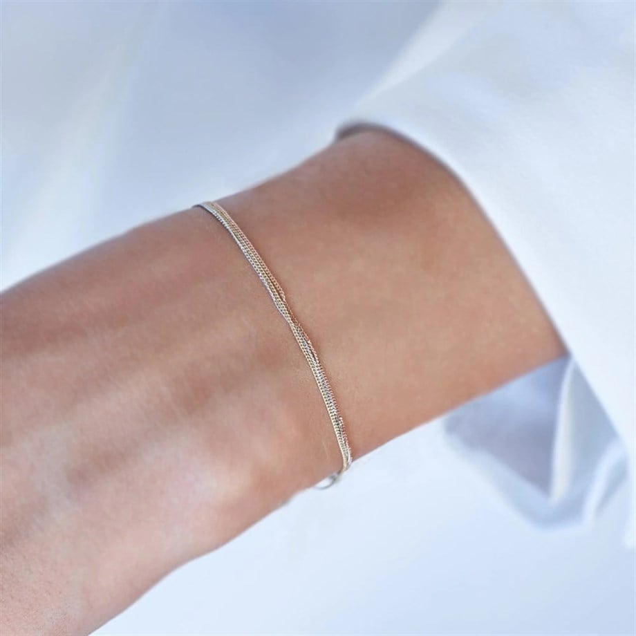 3 Renk Altın Minimal Zincir Bileklik - Image 2