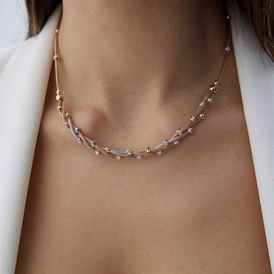 3 Renkli Altın Dorika Kolye - Image 1