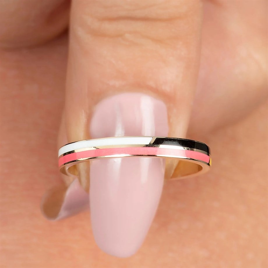 3 Renkli Mineli Minimal Yüzük - Image 4