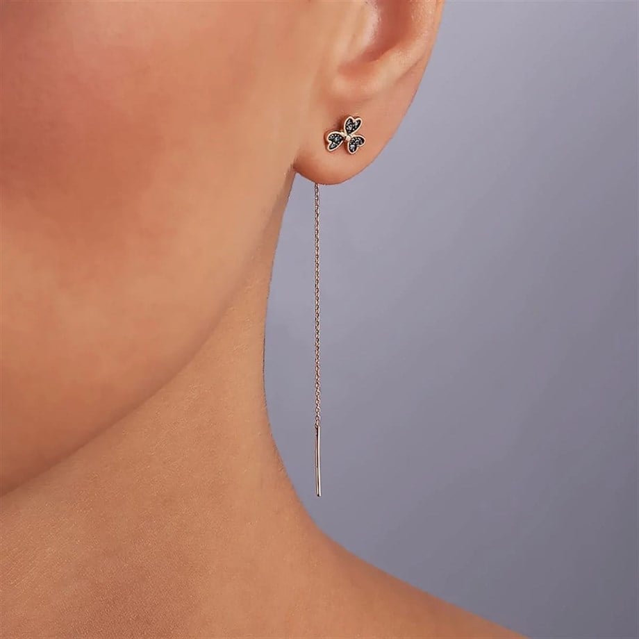 3 Yapraklı Yonca Pırlanta Küpe - Image 3