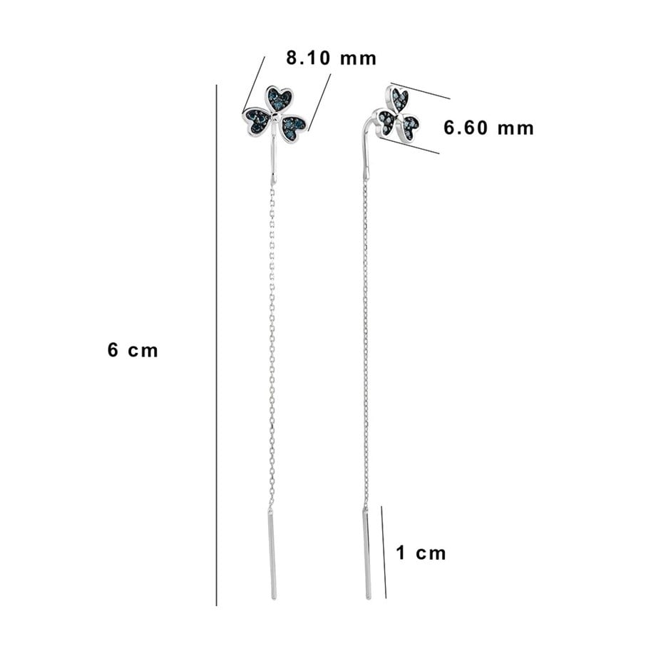 3 Yapraklı Yonca Pırlanta Küpe - Image 6