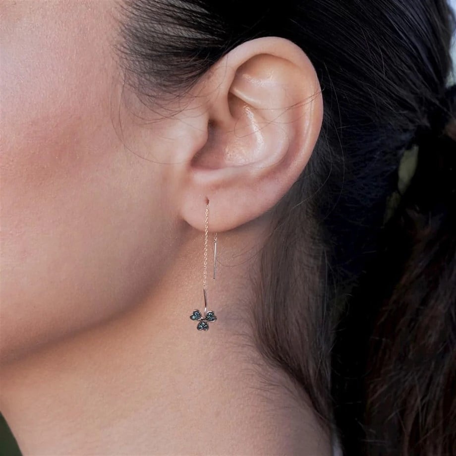 3 Yapraklı Yonca Pırlanta Küpe - Image 5