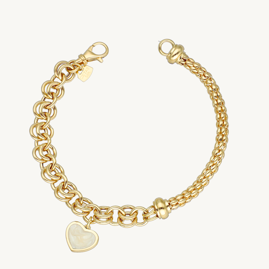 Cetaş Love&Heart Sedef Mineli Altın Bileklik