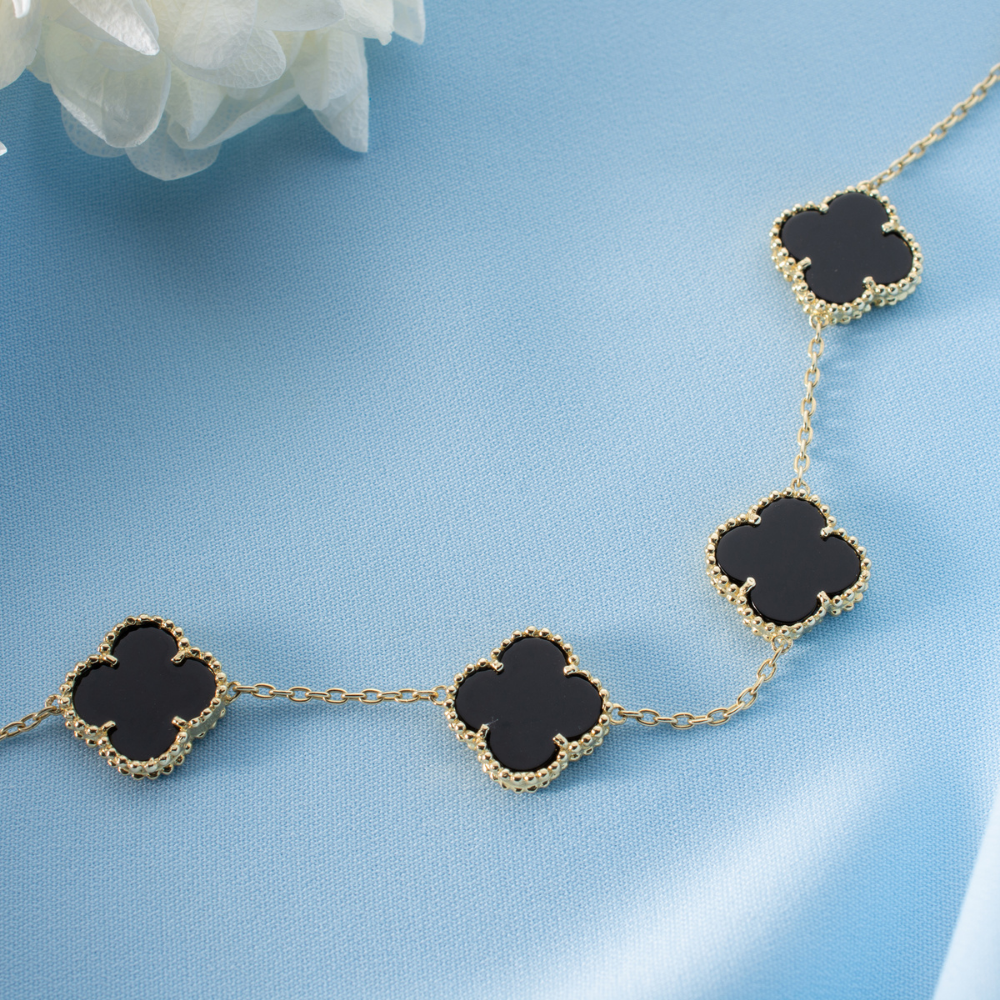 4'Lü Siyah Mineli Yonca Bileklik - Image 5