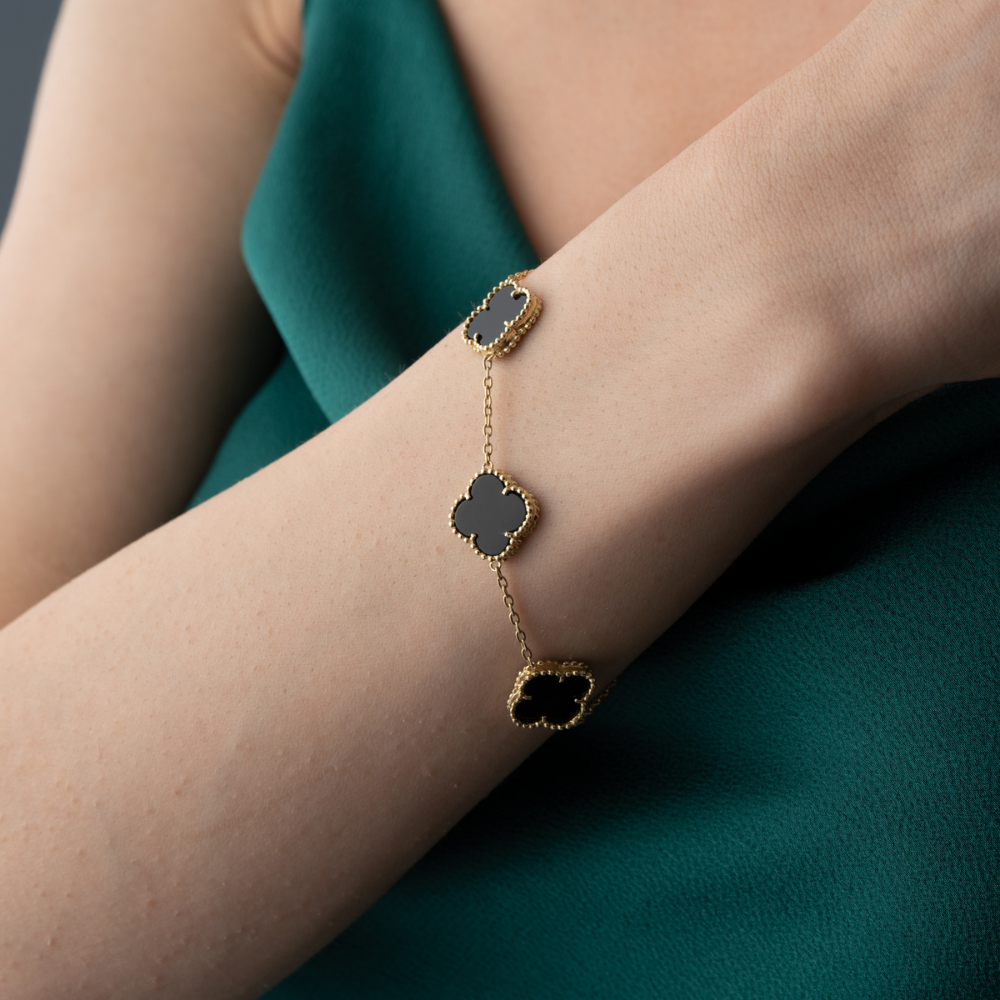 4'Lü Siyah Mineli Yonca Bileklik - Image 2