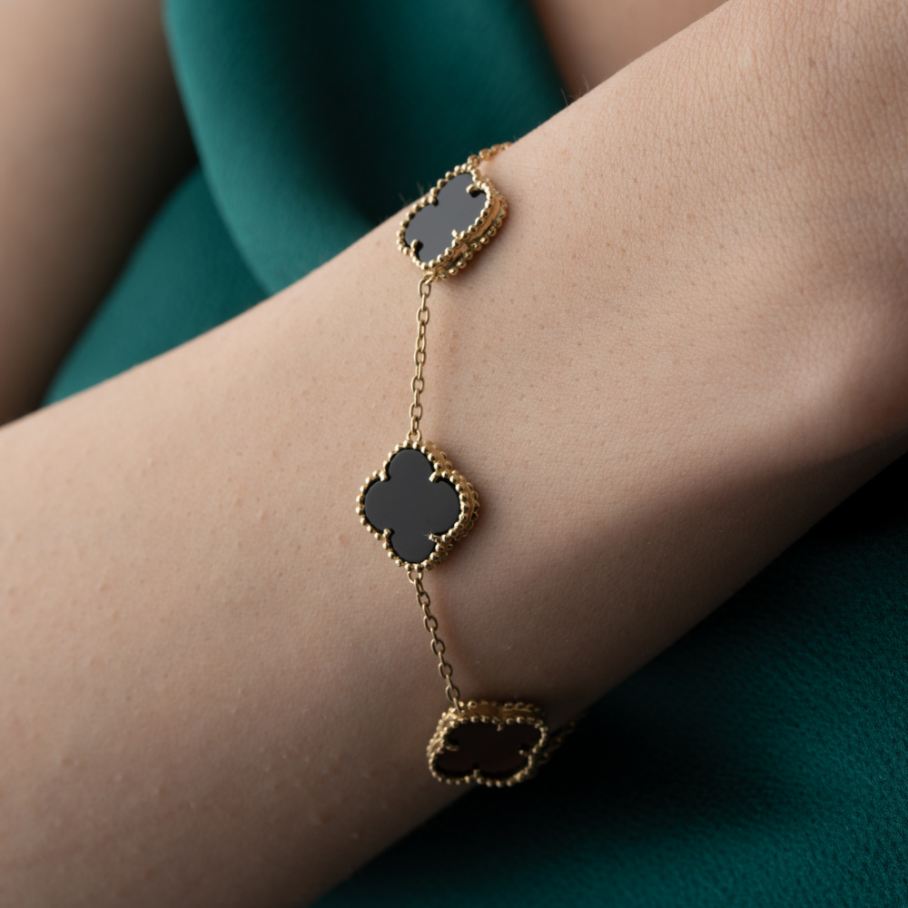 4'Lü Siyah Mineli Yonca Bileklik - Image 5