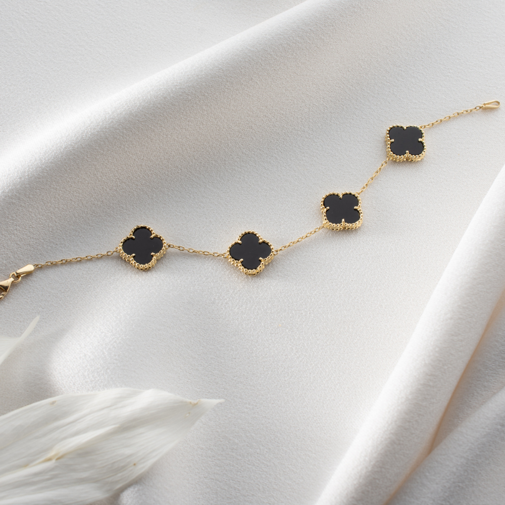 4'Lü Siyah Mineli Yonca Bileklik - Image 4