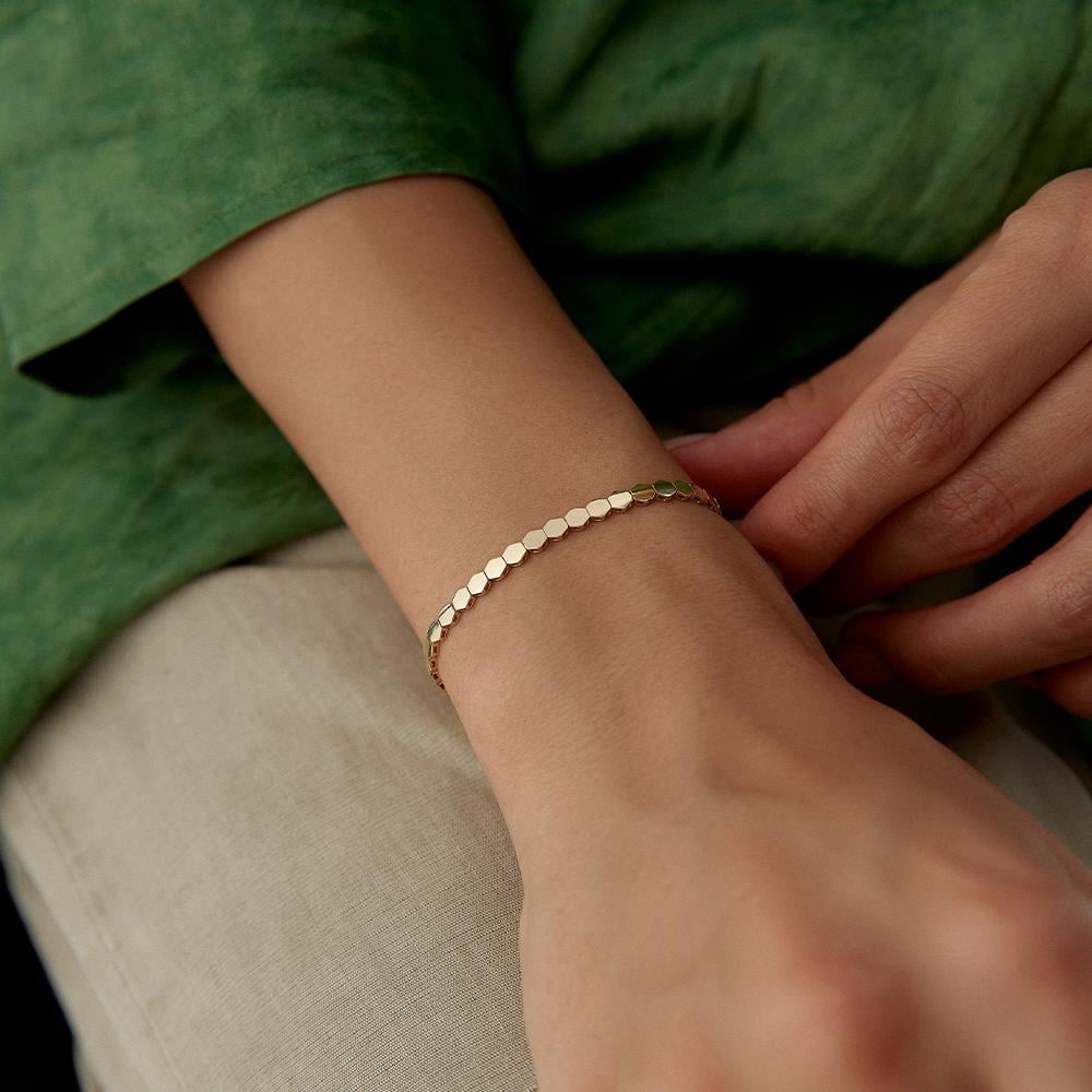 Altıgen Balpetek Sıralı Altın Bileklik - Image 2