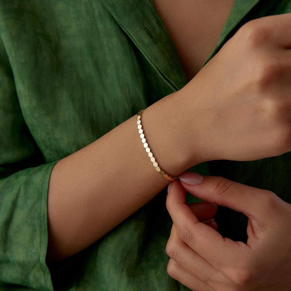 Altıgen Balpetek Sıralı Altın Bileklik - Image 2