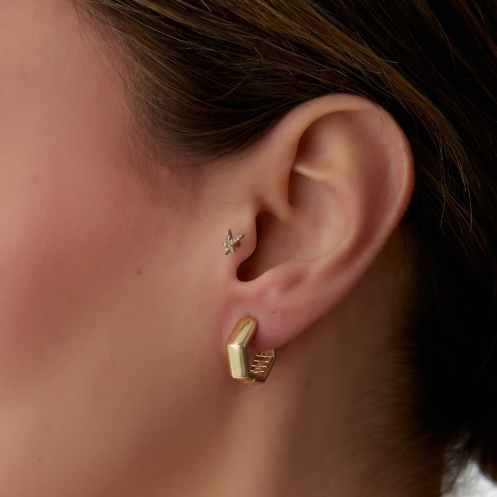 Altıgen Halka Altın Küpe - Image 1