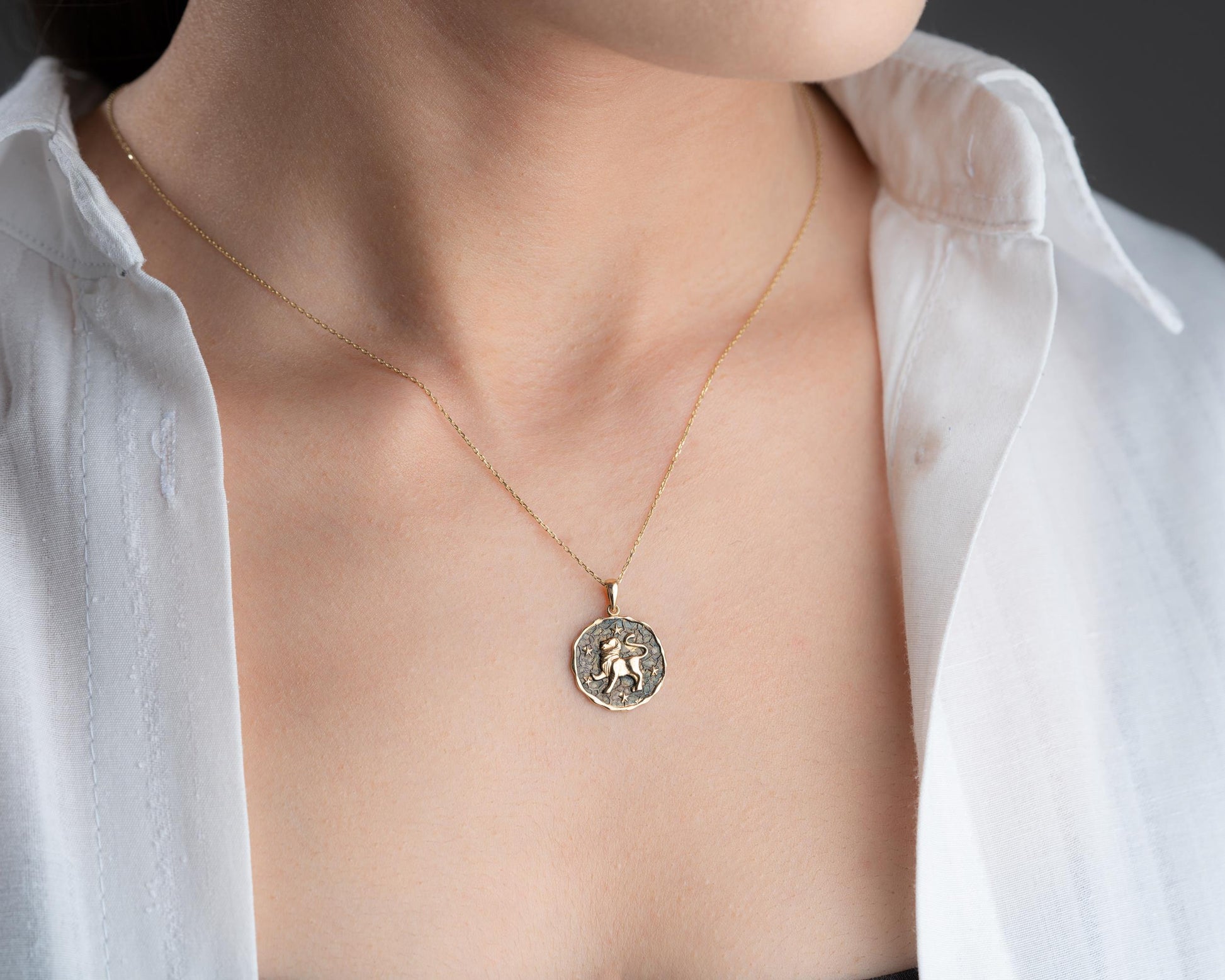 Altın Aslan Burç Kolye Ucu - Image 8