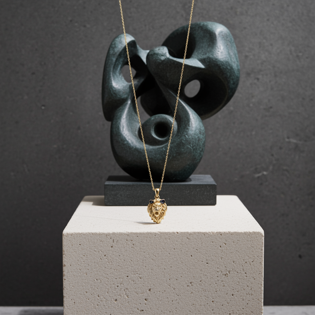 Aslan Figürlü Minimal Altın Kolye - Image 3