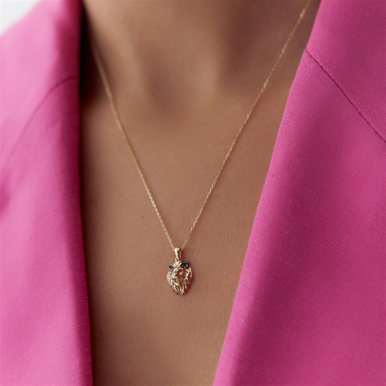 Aslan Figürlü Minimal Altın Kolye - Image 1