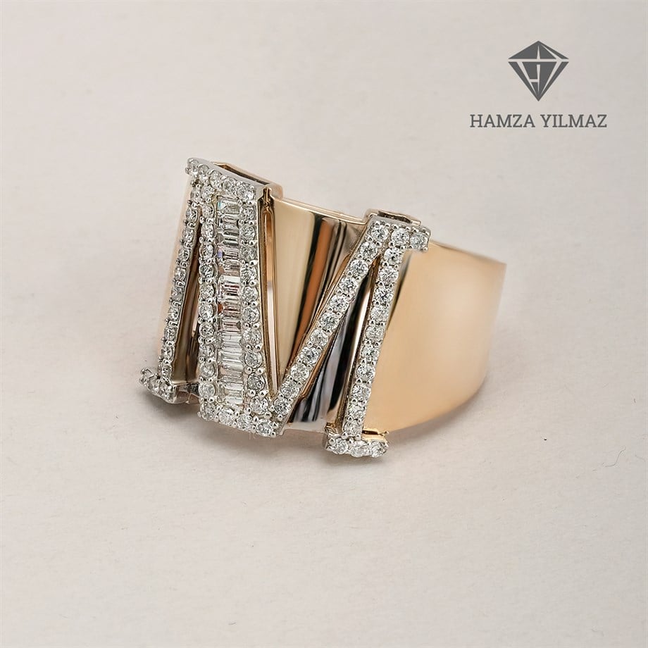 Baget Pırlantalı Harf Yüzük - Image 2