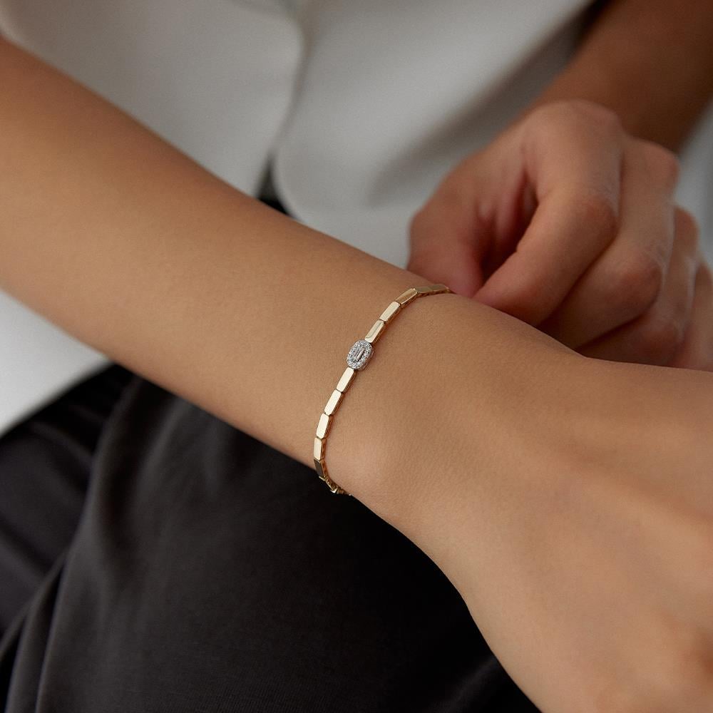 Baget Taşlı Dikdörtgen Sıralı Altın Bileklik - Image 2