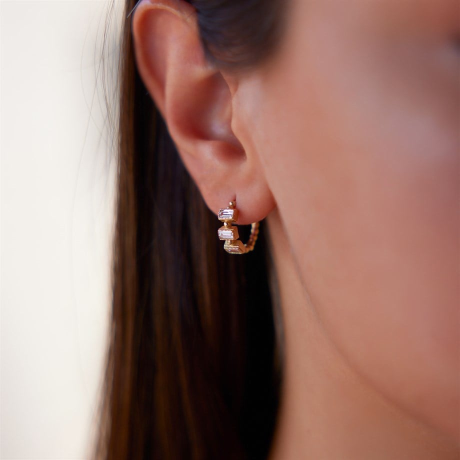 Baget Taşlı Halka Küpe - Image 1