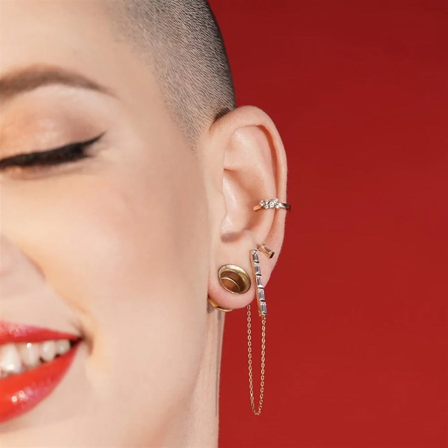 Baget Taşlı Tekli Sallantılı Küpe - Image 2