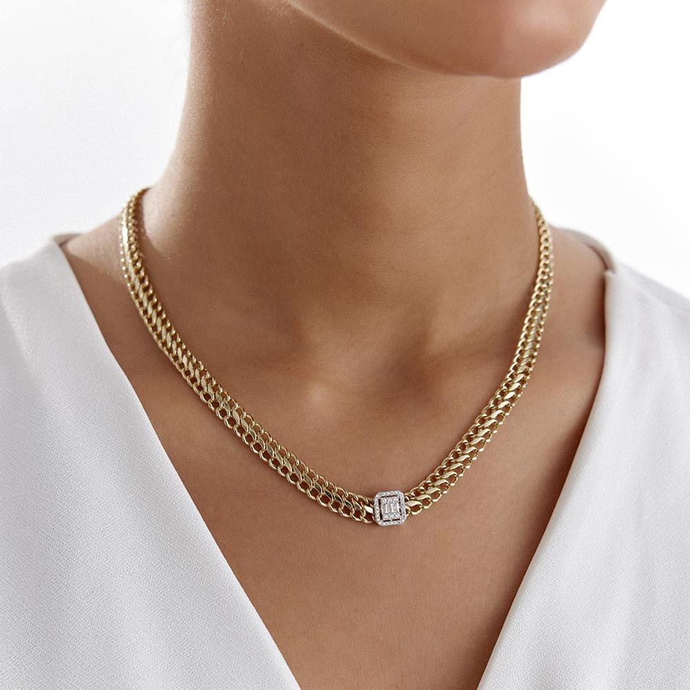 Baget Taşlı Viyana Altın Kolye - Image 2