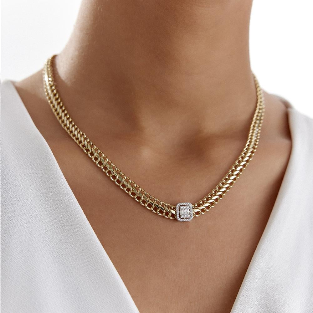 Baget Taşlı Viyana Altın Kolye - Image 2