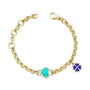 Mavi Mineli Kalp Charm Clover Çocuk Altın Bileklik - Image 1