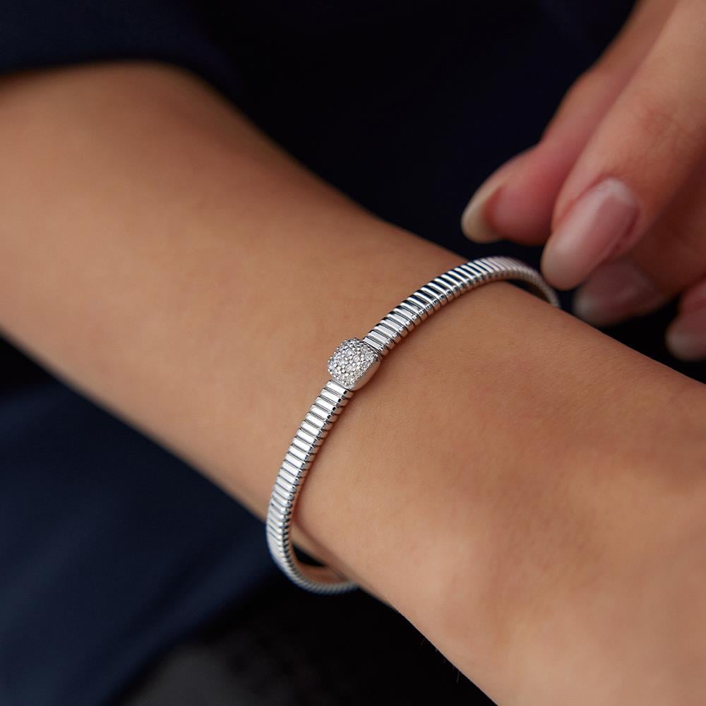 Beyaz Altın Tasarım Pırlanta Kelepçe Bileklik - Image 1