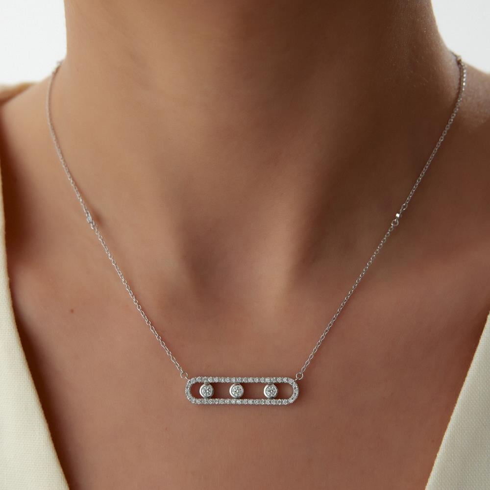 Beyaz Altın Tasarım Pırlanta Kolye - Image 2