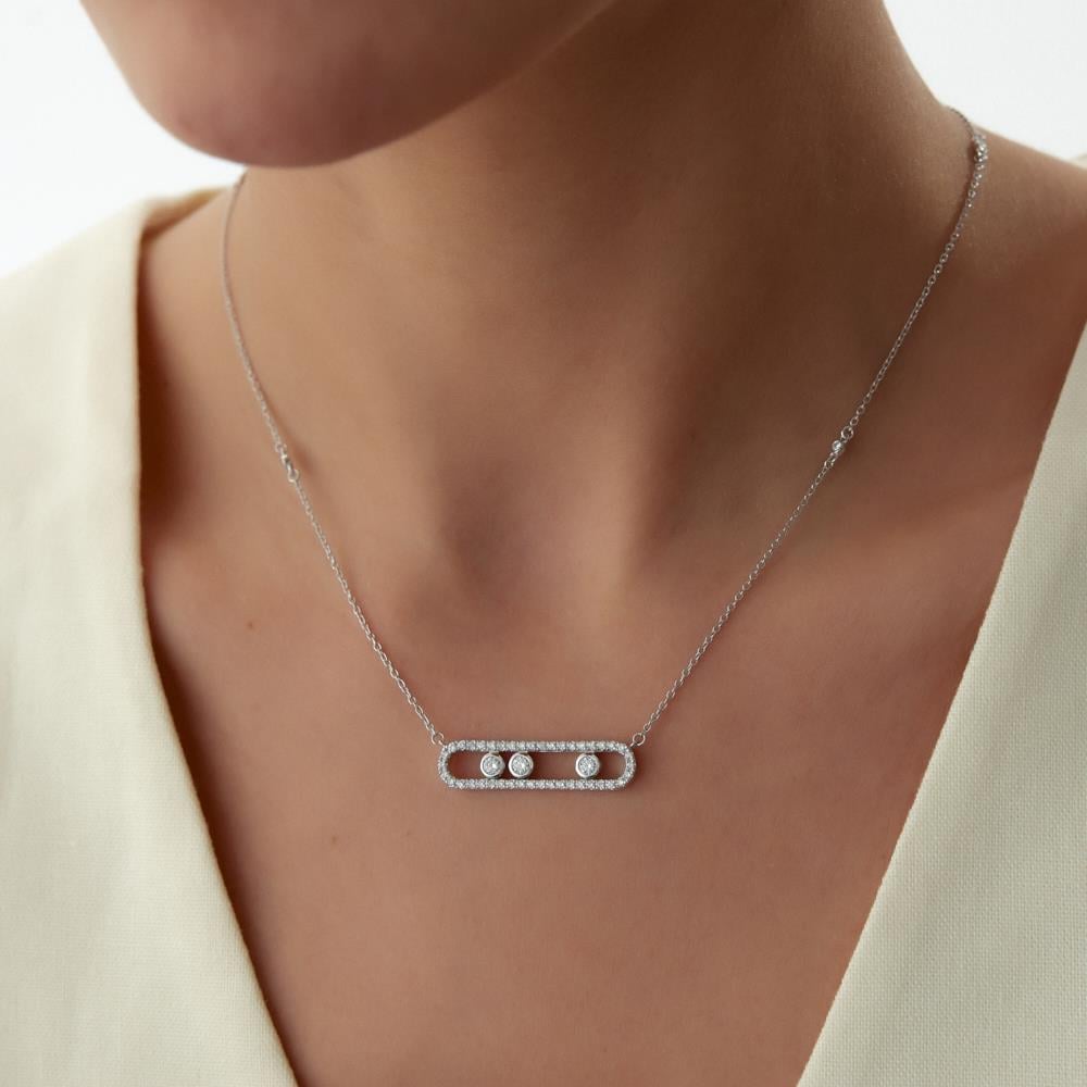 Beyaz Altın Tasarım Pırlanta Kolye - Image 3