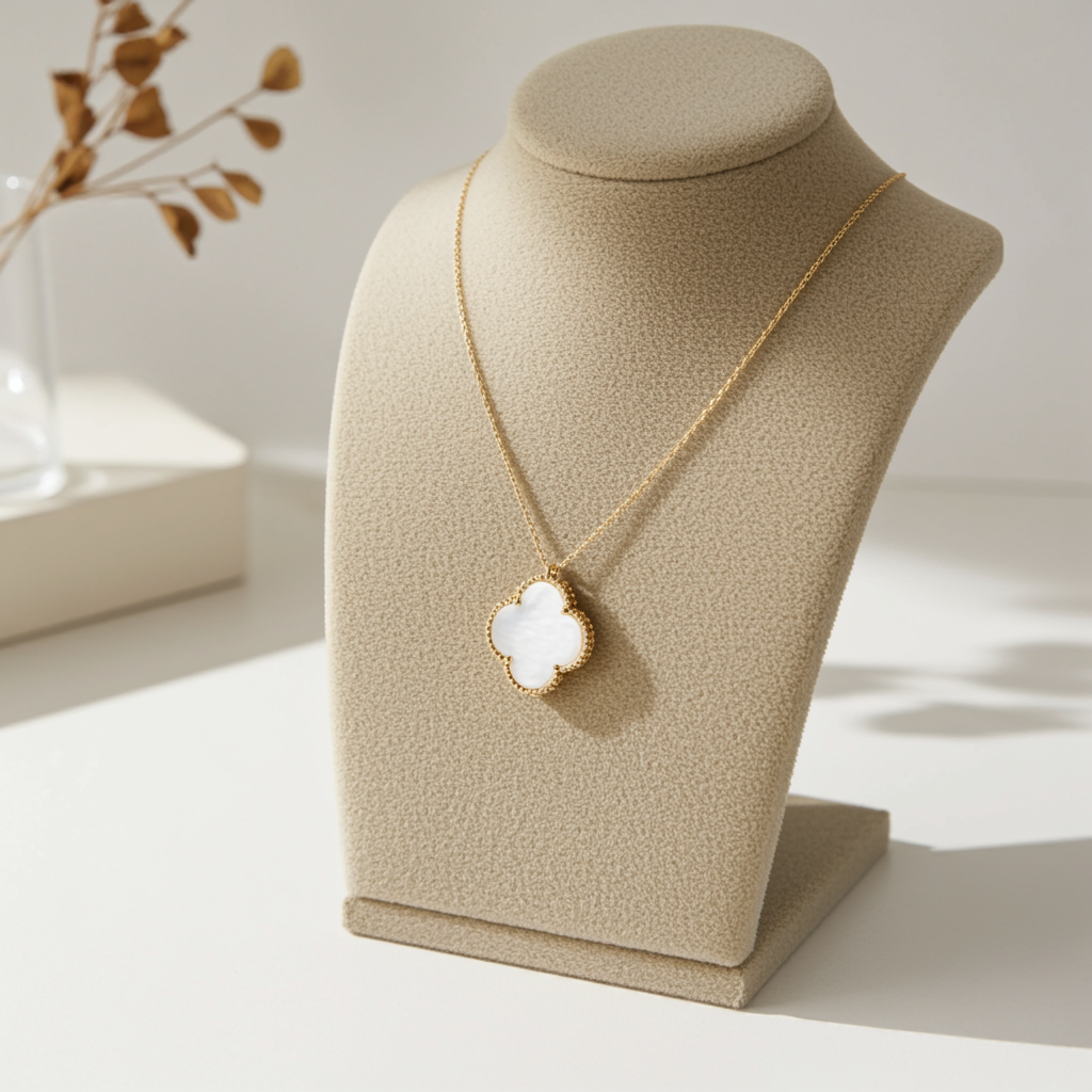 Beyaz Sedef Yonca Kolye - Image 7