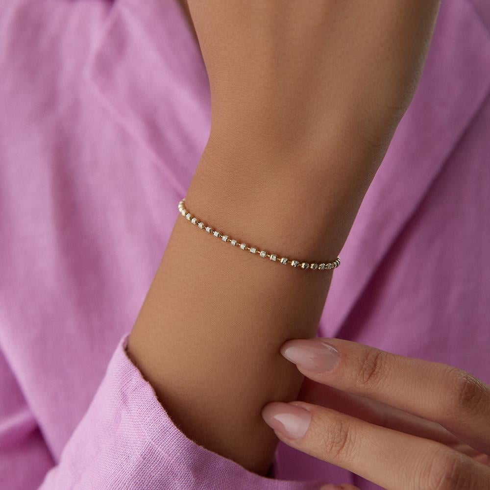 Beyaz Ve Sarı Altın Minimal Bileklik - Image 2