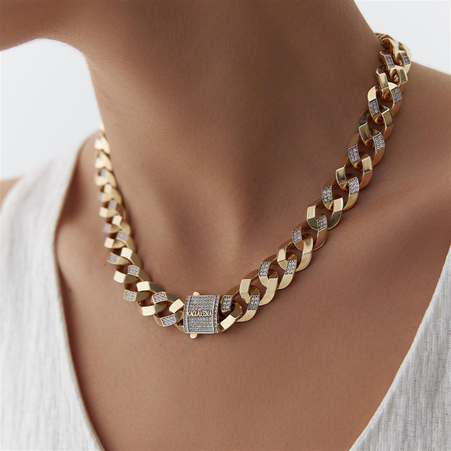 Çağlaxema Büyük Bot Gurmet Altın Gerdanlık Kolye - Image 1