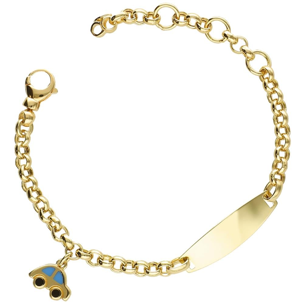 Cetaş 14 Ayar Bambino Sarı Altın Arabalı Künye Bileklik - Image 1