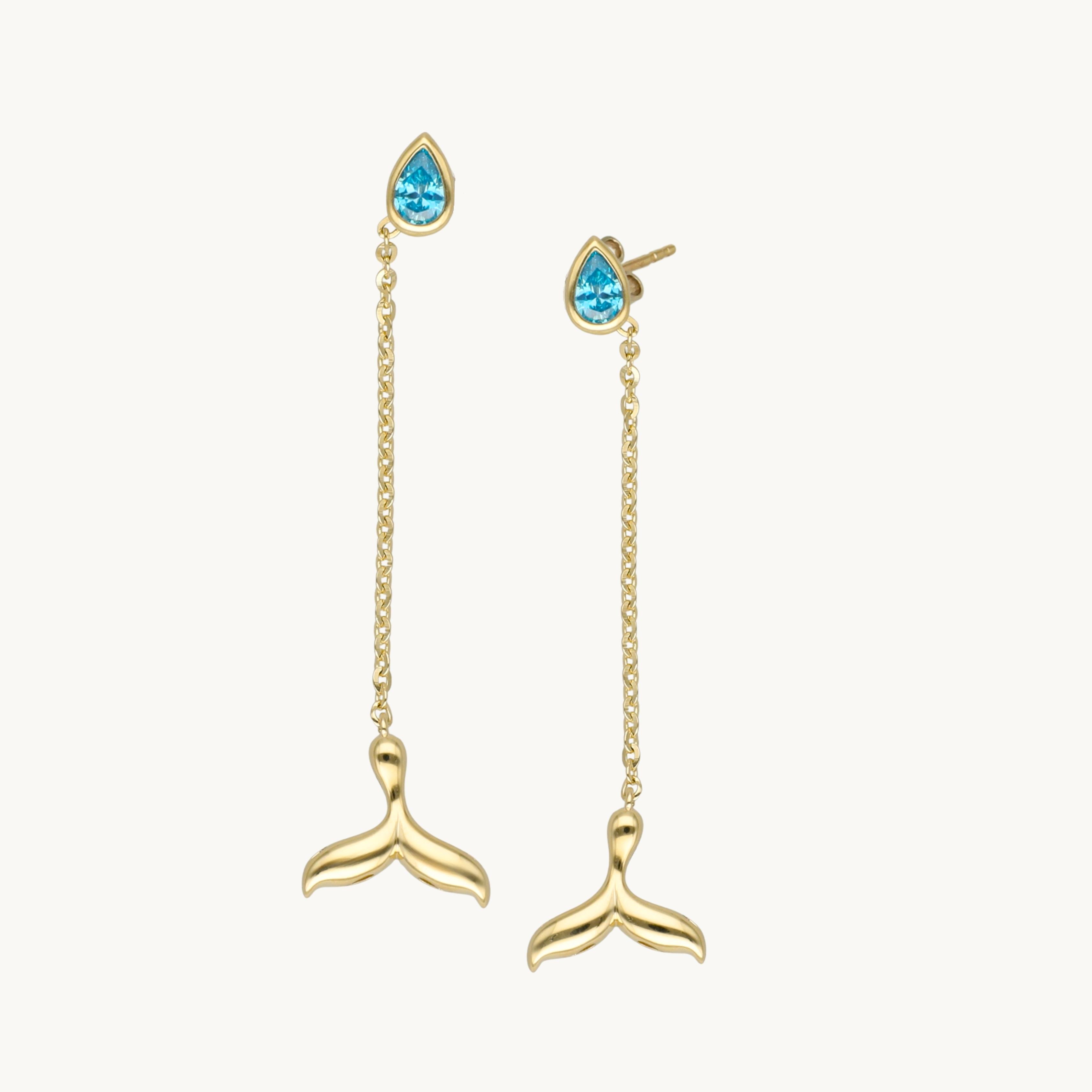 Cetaş Aqualis Aquamarine Fin Altın Küpe - Image 1