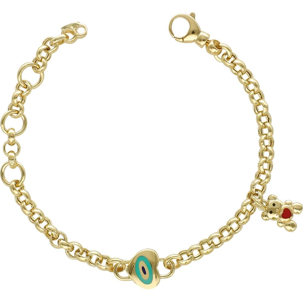 Cetaş  Bambino Sarı Altın Ayıcıklı Nazar Mineli Bileklik - Image 1