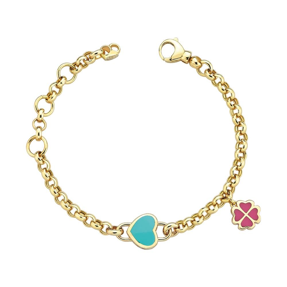 Cetaş Bambino Sarı Altın Pembe Yonca-Kalp Bileklik - Image 1