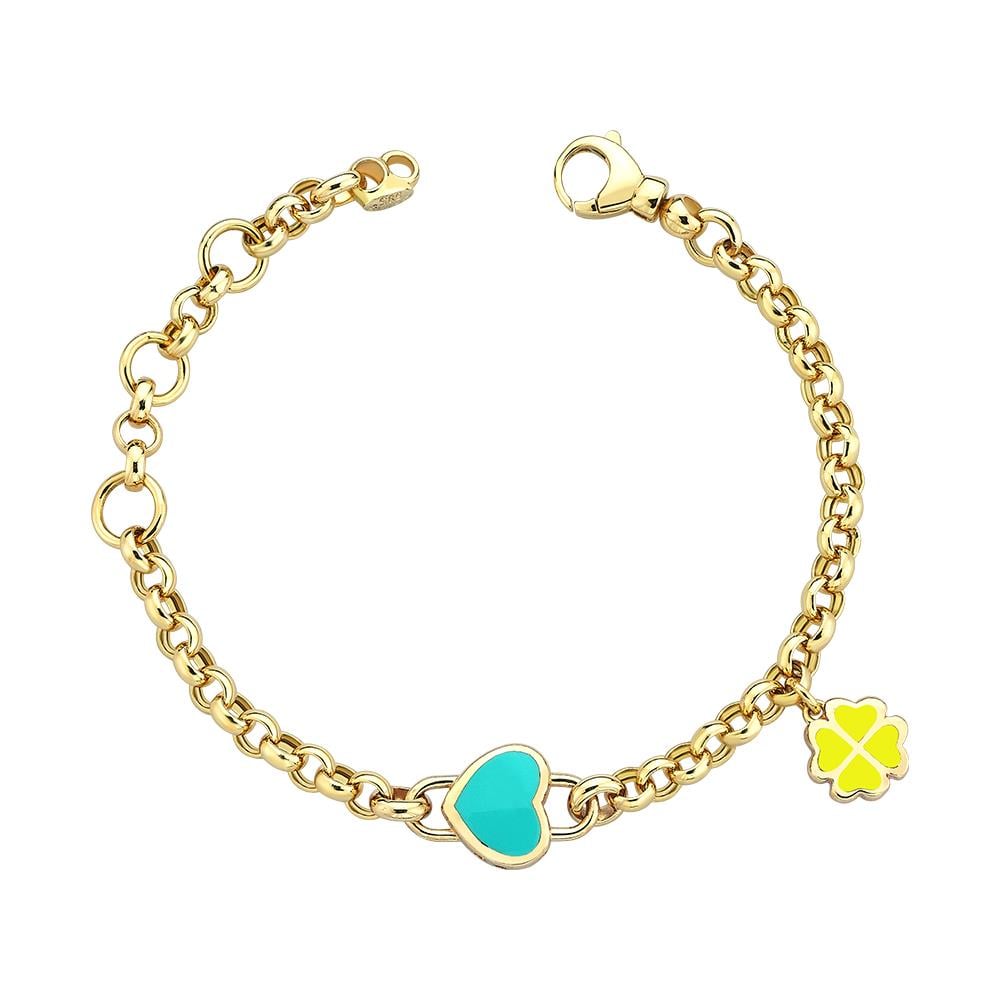 Cetaş  Bambino Sarı Altın Sarı Yonca-Kalp Bileklik - Image 1