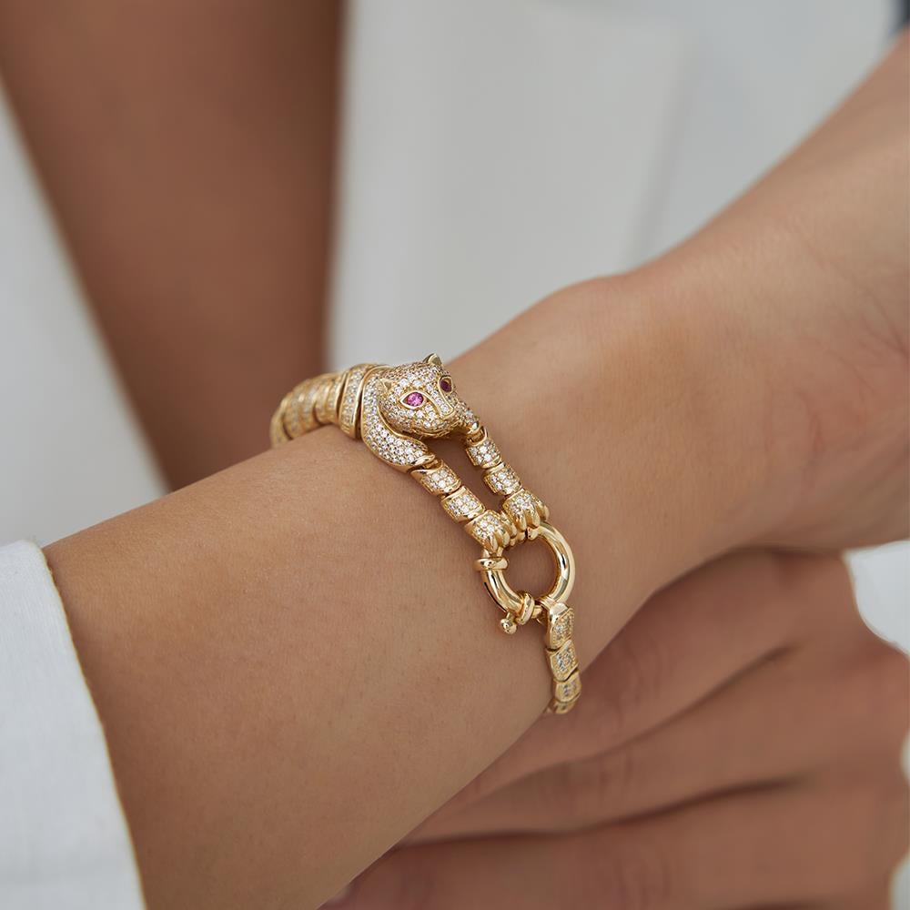 Cetaş Beyaz Taşlı Leopar Bileklik - Image 5