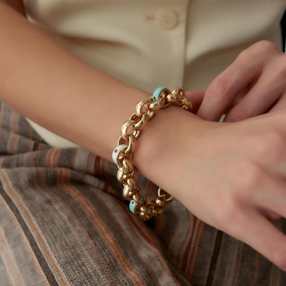 Cetaş Eterna Dodge Mavi Mineli Altın Bileklik - Image 2