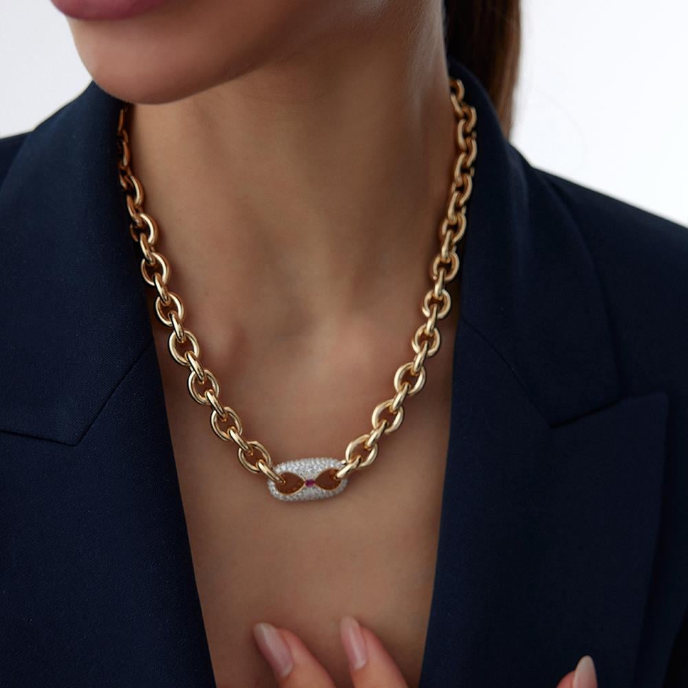 Cetaş Eterna Kırmızı Taşlı Altın Kolye - Image 7