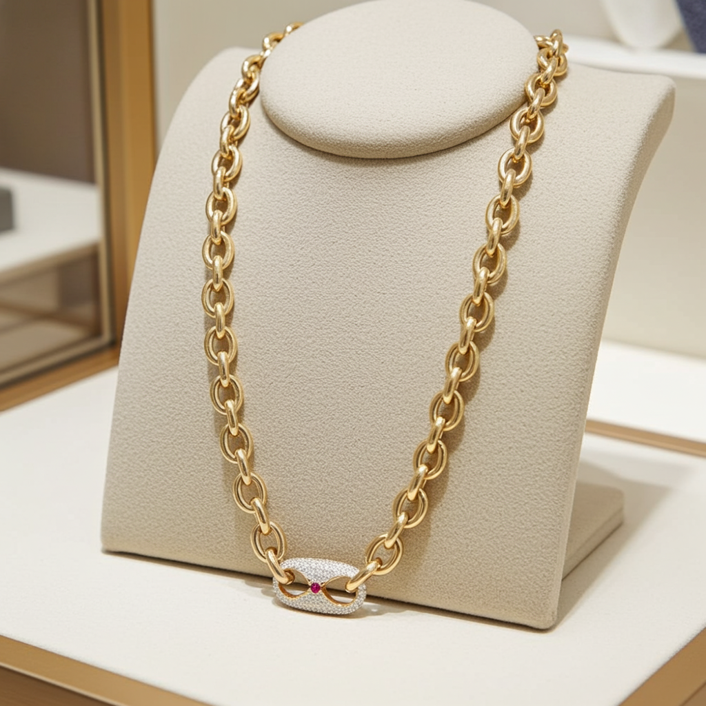 Cetaş Eterna Kırmızı Taşlı Altın Kolye - Image 5